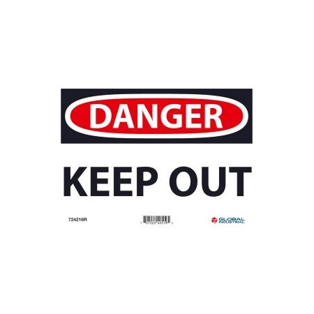 Nmc Danger Keep Out 7x10 Rigid Plastic GLOD59R